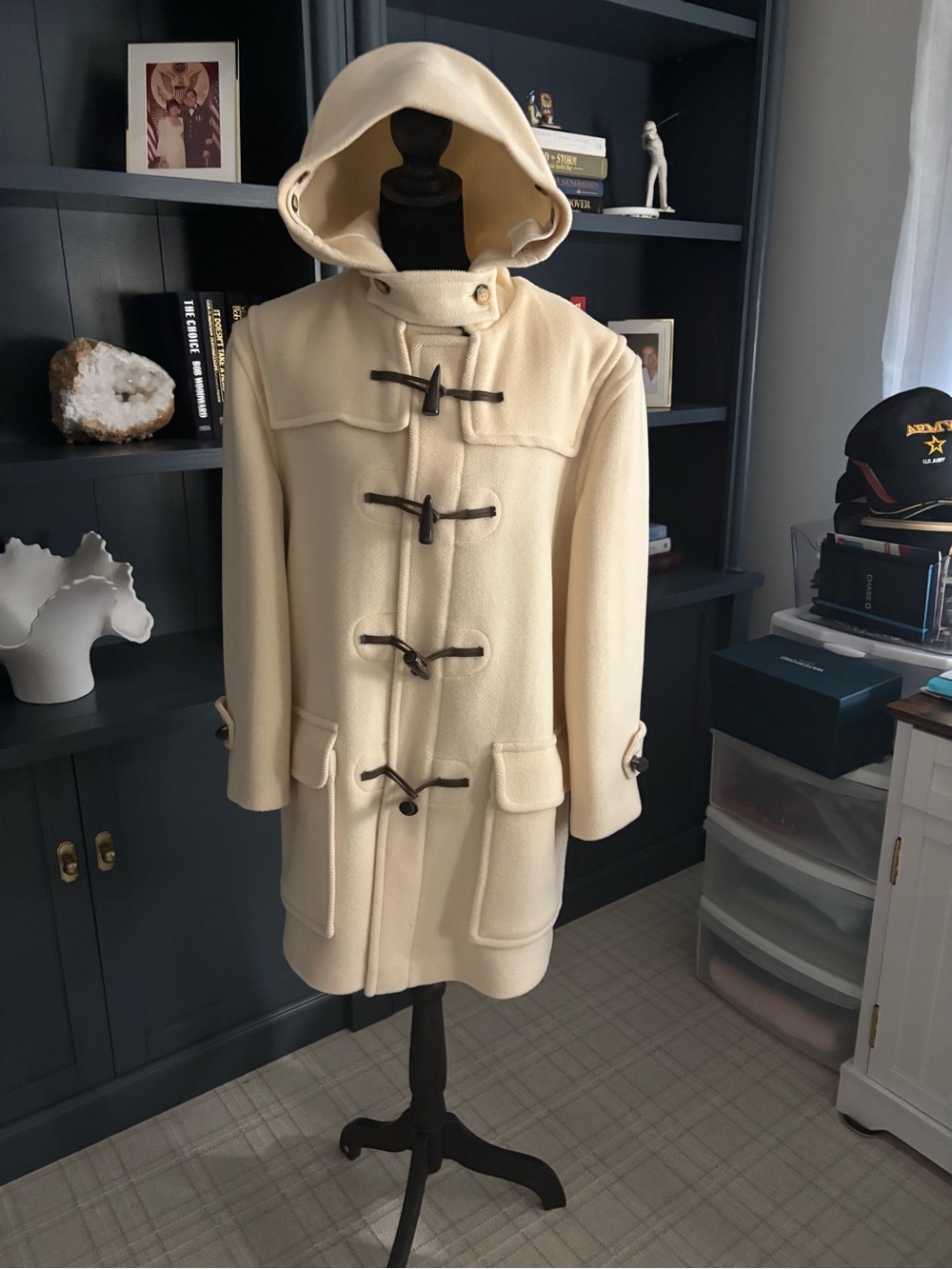 Burberry Cream Hooded women’s peacoat size large